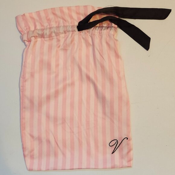 Victoria’s Secret Og Pink Pin Striped Women’s Slippers In Size Large w/Bag NEW - Picture 7 of 10